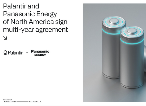 Palantir and Panasonic Energy of North America Join Forces in Multi-Year Agreement